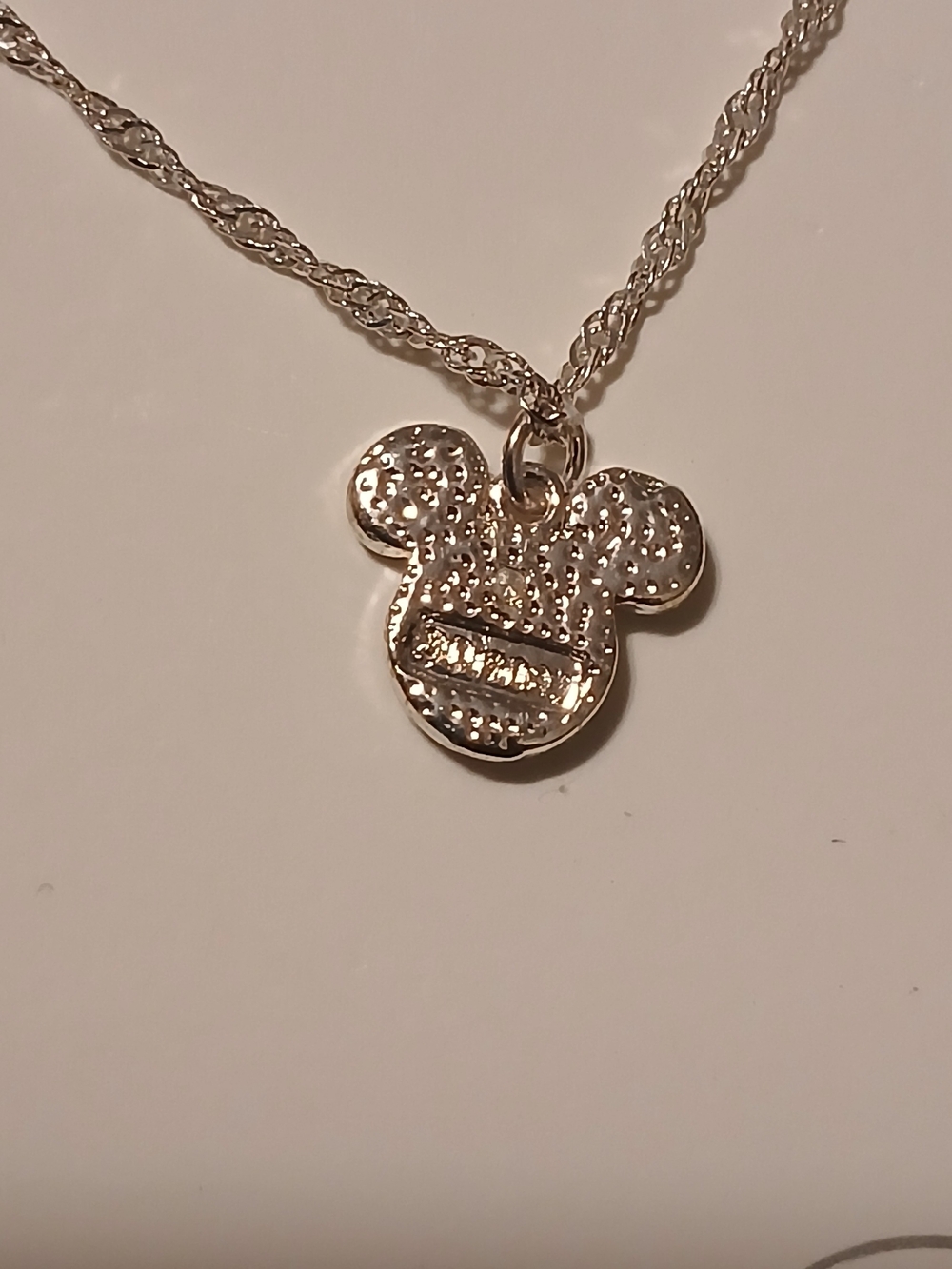 Silver Plated Disney Mickey Mouse Necklace New